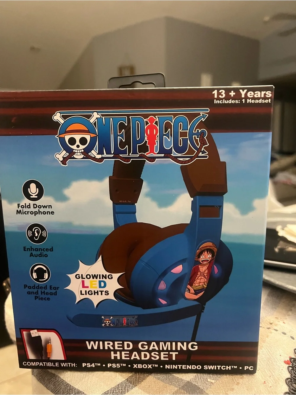 Onepiece Blue and Brown Wired Gaming Headset with LED Accents